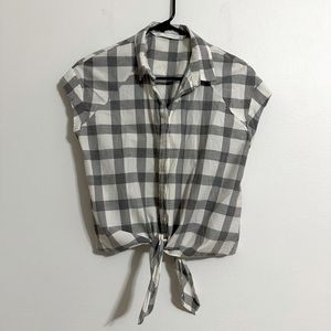 ZARA Gingham Front Tie Top